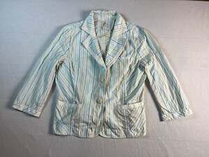 Think Tank Women's Striped Cotton Blazer Jacket, Size Medium Coastal Grandma